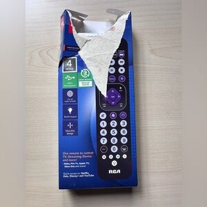 RCA RCTC4GB Universal 4 Device Rechargeable Remote Control, New!